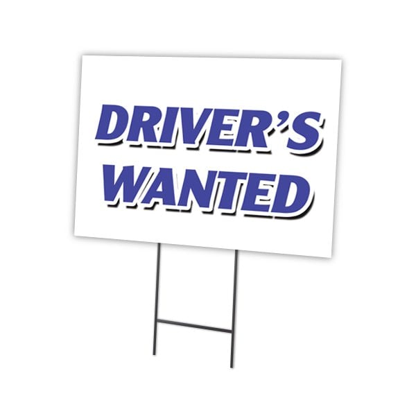Drivers Wanted Yard Sign & Stake outdoor plastic coroplast window, C-1824-DS-Drivers Wanted